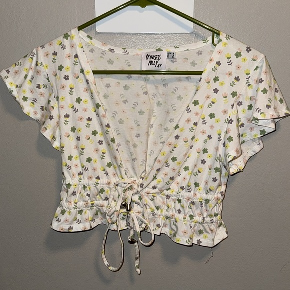 Princess Poly Floral Olly Tie Front Crop Top Size 2 - Picture 2 of 6